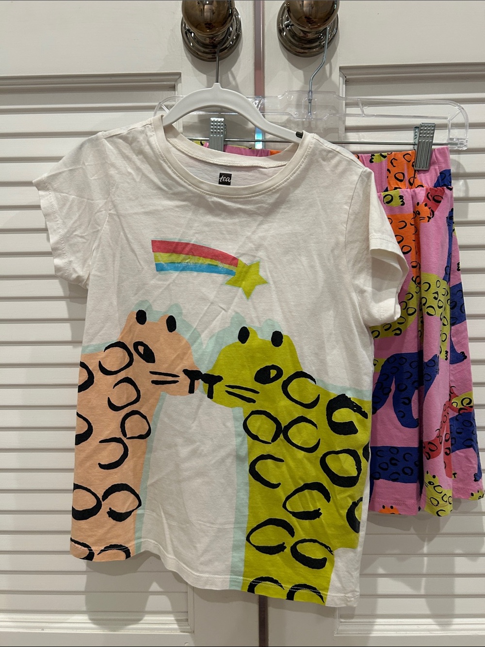 Tea Collection White Tee and Multicolor Leopard Print Matching Set